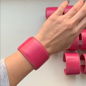 Genuine Leather Pink Adjustable Cuff Bangle